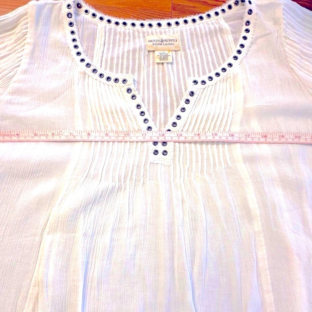 Denim & Supply Ralph Lauren Cream Top with Silver Grommet Accents Lg